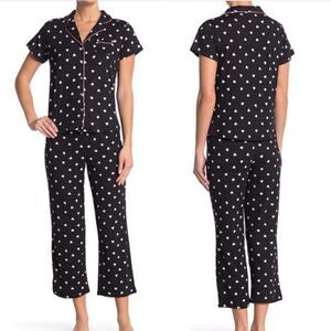 PJ COUTURE Notchco Short Sleeve Shirt‎ & Capris 2-Piece Set, Small, Black, NWT